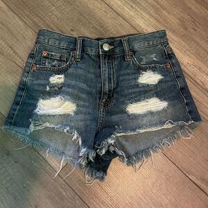 dark blue denim shorts